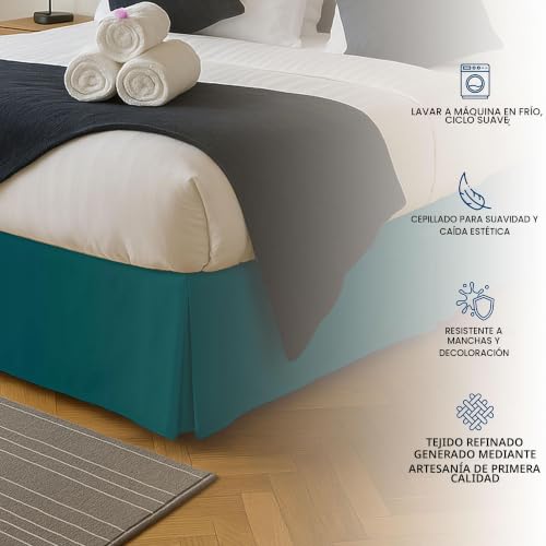 Faldón de cama Queen calidad de hotel con volantes plisados de caída suave 16" 6