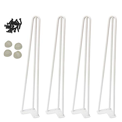 innolivingplus 28" Heavy Duty Hairpin Coffee Table Legs, Metal Home DIY Projects for Nightstand, Desk, etc with Rubber Floor Protectors 4PCS/Set (28 inch, White)