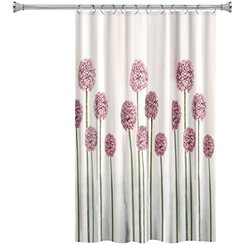 Splash Home Allium Design Polyester Shower Curtain, for Bathroom and Bathtub Curtains, Lightweight Washable Cloth & Water-Resistant, 70W x 72H Inch - Lavender Cover