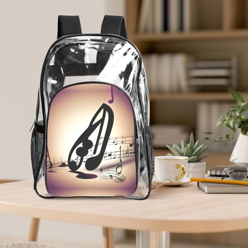 Mochila escolar de seguridad con notas musicales y bolsillos de malla 5