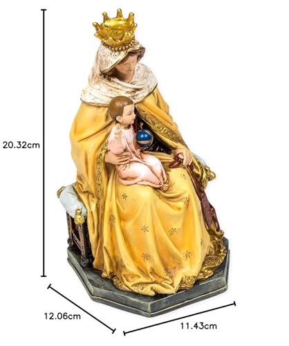 Roman Our Lady of Mt. Estatueta de estátua de mesa com pedra de resina de 20 cm Carmel with Child
