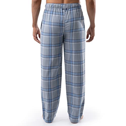 Izod Men's Heather Flannel Sleep Pant, Grey/Blue Plaid, Medium #TOP1