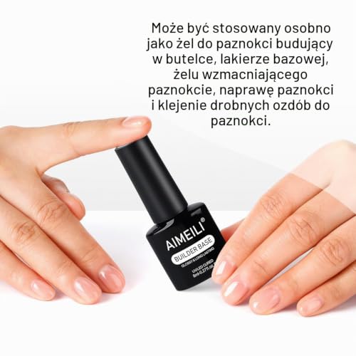 AIMEILI Clear Builder Gel Extension Builder żel bazowy do paznokci UV LED żelowy lakier żelowy do wzmocnienia paznokci, do budowy paznokci, wzmocnienie manicure, 8 ml (przezroczysty)