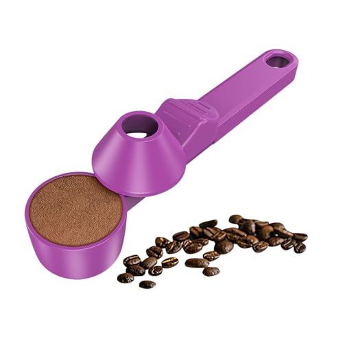 Image of Coffee Scoop & Funnel for Reusable K Cup Refillable Coffee Pods, Coffee Measuring Spoon 2 Tablespoon Capacity, Scoop with Funnel for Ground Coffee, Protein Powder, Tea (Purple, 1 Pack)