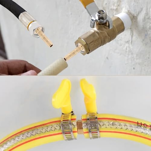 8 Stücke Schlauchverbinder 4mm Messing Set Schlauchverbinder Messing Schlauch Verbindungsstück Gerade Schlauchtülle Doppelnippel Gasschlauch Verbinder für Luft, Wasserbrennstoff,Öl