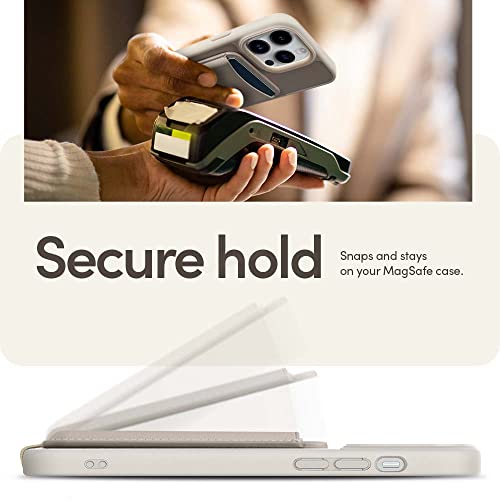 Image of Spigen Men Faux Leather Cyrill Kajuk Mag Wallet Magnetic Card Holder [Compatible with iPhone 16 / iPhone 15 / iPhone 14 / iPhone 13 / iPhone 12 Series] - Cream