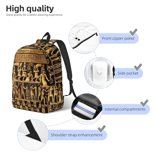 Mochila con estampado de jeroglíficos egipcios original con asas reforzadas de mano 5