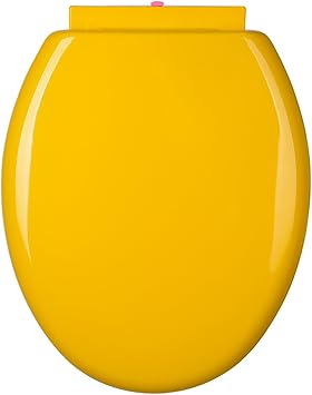 Durable Toilet Seats, Color Soft Close Toilet Lid with Non-Slip Seat Bumpers, Easy to Install & Clean, Quick Release PP WC Seat, Top Fixing Accessories,Yellow,O