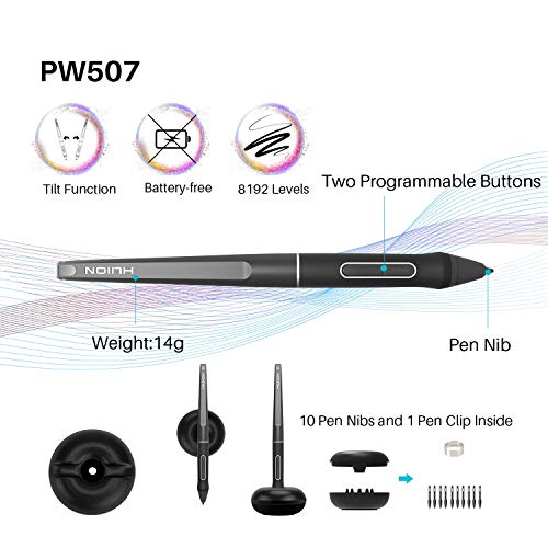 HUION Kamvas PRO 20 Pen Display Drawing Graphic Tablet Monitor with Battery-Free 8192 Pen Pressure 19.5 inch 120% sRGB Full Lamination Screen, Black