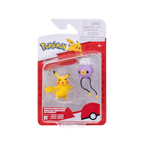 Pokémon PKW4531 Lot de 2 Figurines de Combat, Pikachu & Drifloon, Jouet Officiel Pokémon pour Enfants de 4 Ans et Plus