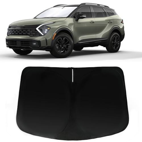 Image of Car Front Windshield Sun Shade for Sportage 2022 2023 2024, Car Window SunShades Shield Cover Sun Visor Protector with 240T Reflective Fabric UV & Sun Heat Protection Accessories