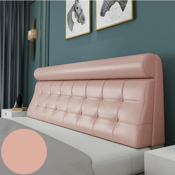 Almohada De Lectura Cama,Cojín De Cabecera,Cabecera Tapizado Lumbar Cervical, Cojines De Cuña Espalda Antireflujo Adulto Larga, Alta con Tela Tecnológica Funda(Straps 200 ×60×10cm,Pink)