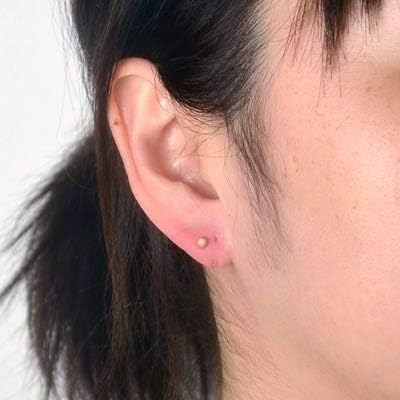 Amazon.co.jp: K18PGピンクゴールドフラッシュボールピアス 3mm 1ペア
