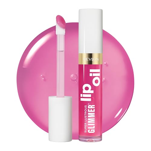 Revlon Super Lustrous Glimmer Lip Oil – Hydrating Lip Gloss Oil with Plant-Based Squalane, Conditioning Shine, Non-Sticky Cushion Feel, Plumping Gloss Finish, Gone Rose
