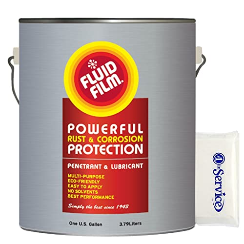 Fluid Film 1 Gallon Can Rust Inhibitor Rust Prevention Anti Corrosion Anti Rust Coating Undercoating Underbody Rust Proofing Corrosion Protection for Truck Snow Blower Car Tractor Bus with Tissue Pack