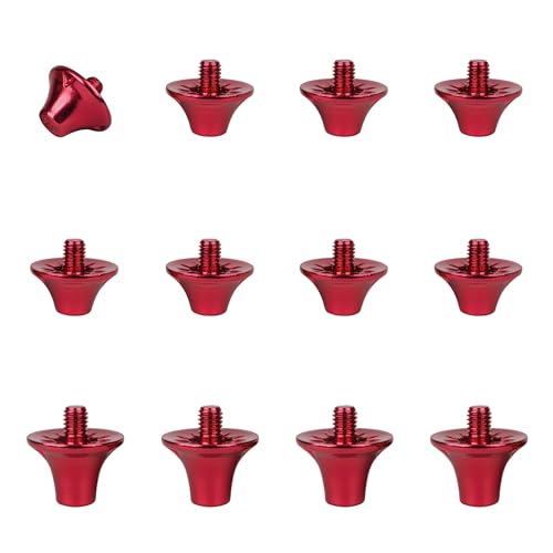 55 Sport Flare Pro Alloy Ultralight Replacement Football Studs - 12 Pack (10/13mm) - Red
