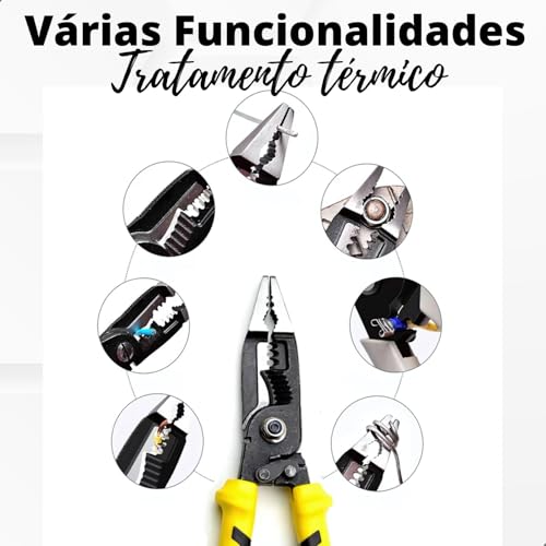 Alicate Multifuncional Ergonômico Força Dupla 8 Polegadas Universal Aço Carbono Eletricista Mecânico