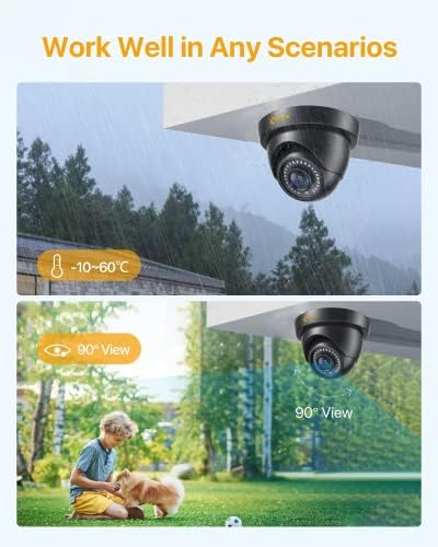 Anlapus 1080P CCTV Security Camera Systems, 8CH 5MP Lite Surveillance DVR and 4pcs Weatherproof Camera Outdoor Indoor with Night Vision, Motion Alerts, Black