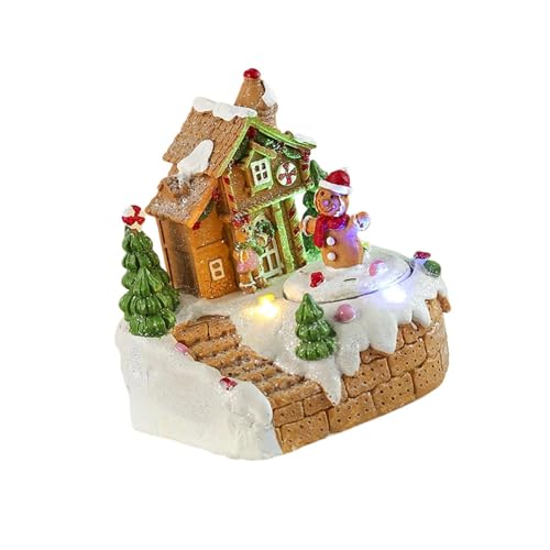 Maison de village de Noël faite à la main déco neige bureau LED piles - 2