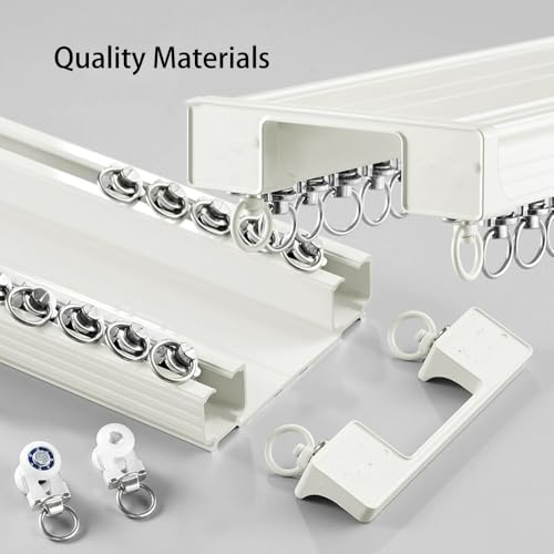 Rail double rideaux blanc design épuré en aluminium durable - 4
