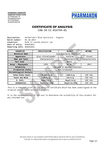 Pharmakon Blue Spirulina Powder, Phycocyanin Superfood, 100 Servings, Low Temperature, Solvent-Free Extraction, Value Pack (3.5 Oz) #TOP4