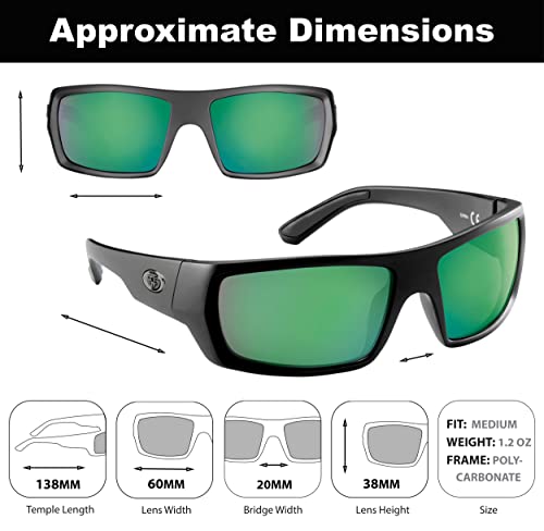 Flying Fisherman Sargasso Wrap Around Polarized Sunglasses, Matte Black Frame/Amber-Green Mirror Lens, Medium2