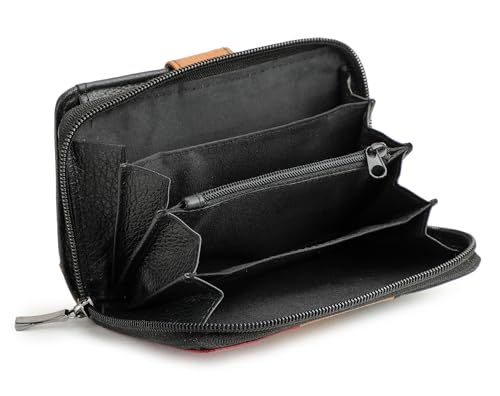 Image of K London Medium Genuine Leather Ladies Purse Wallet Multicolor | RFID Blocking | Zip Around Money Organizer | 6 Card Slots, Coin Pocket & Note Compartment | Stylish Women's Wallet