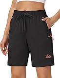 Rdruko Women's Hiking Shorts 8' Quick Dry Lightweight Water Resistant Outdoor Travel Shorts with Pockets, Black, XL