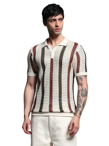 Image of Jack & Jones Men Self Design Polo Collar Cotton T-Shirt