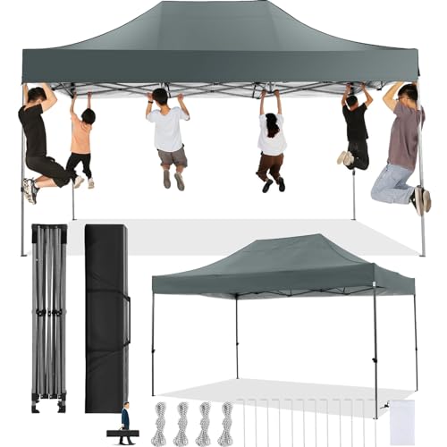 COBIZI Faltpavillon 3x4,5 Wasserdicht Stabil Winterfest ohne Seitenwand,Pop Up Pavillon Partyzelt,Sonnenschutz Gartenpavillon,Pavillon Faltbar mit Handtasche(3 mal 4,5m Grau)