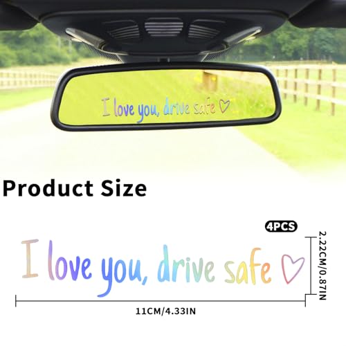 Image of I Love You Drive Safe Rearview Mirror Sticker,4PCS Rear View Mirror Sticker, Drive Safe I Love You is a Great Gift to Express Your Love to Your Significant Other or Family