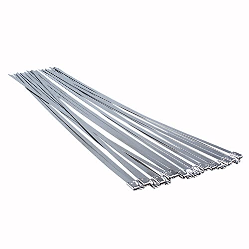 Metal Zip Ties 12 Inch, Heavy Duty 304 Stainless Steel Zip Cable Ties With 200 Lbs Tensile Strength, Self-Locking Strap Ties (20 Pcs) #TOP23