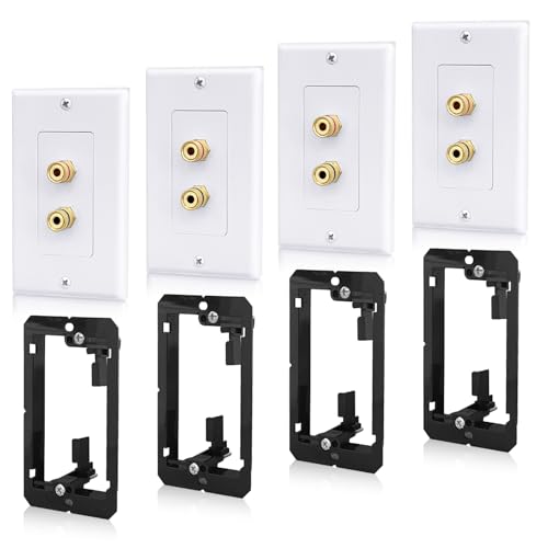 4 Pack Speaker Wall Plate with Low Voltage Mounting Bracket for Banana Plug 1.0 Speaker Home Theater