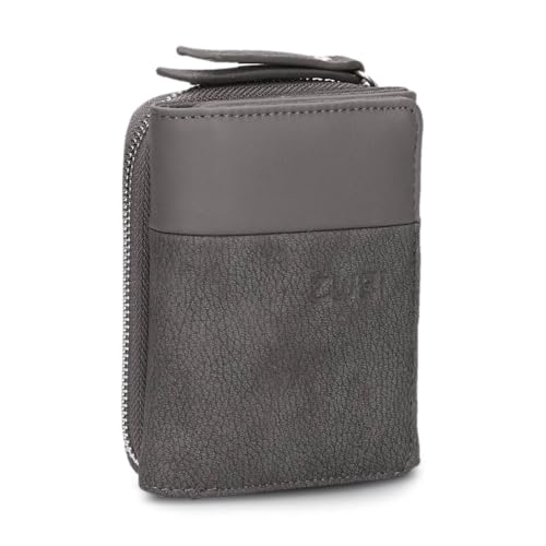 Zwei Damen Portemonnaie Eva EVW15 kompakte Geldbörse, 6 Kartenfächer, EIN Scheinfach, EIN Sichtfach, Münzfach außen, Fach für Einkaufswagenmünze, moderner und eleganter Geldbeutel (Nubuk-Stone)