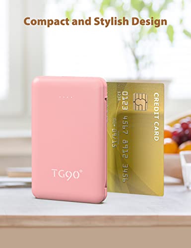 Tg90 Mini Power Bank 6000Mah Portable Charger, Ultra Slim Power Bank With Built-In Cables Portable Phone Charger Compatible With Iphone Android Cell Phones #TOP2