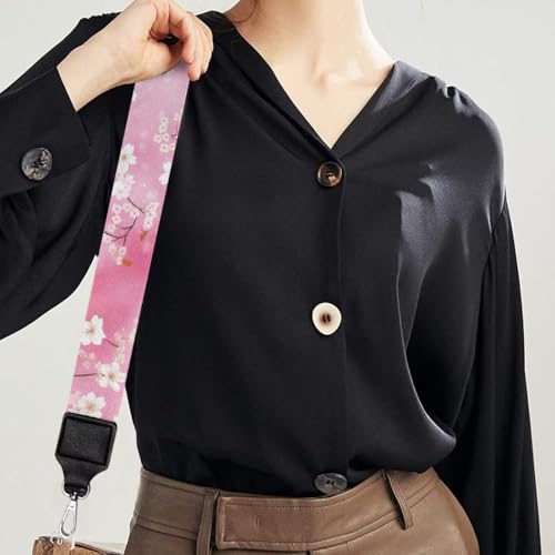 Image of GLENLCWE Pink Cherry Blossom Purse Straps Replacement Crossbody Bag Strap for Purses, Wide Shoulder Straps for Women Handbags Adjustable Strap