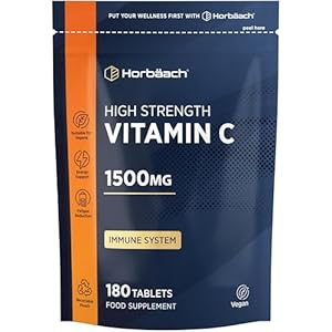 Vitamin C Tablets 1500mg | 180 Count | High Strength Vitamin C as Ascorbic Acid | Suitable for Vegetarian and Vegan | by Horbaach