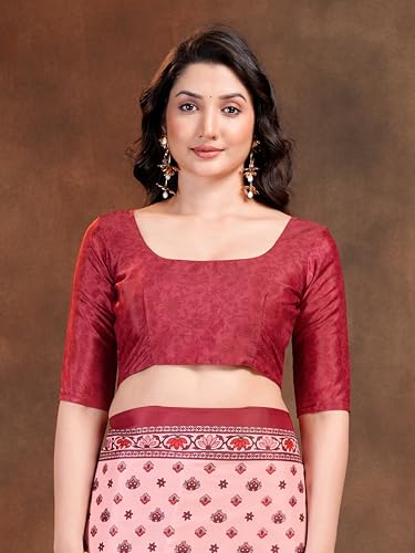 Image of Garden Vareli Floral Booti Print Crepe Saree With Unstitched Blouse Piece
