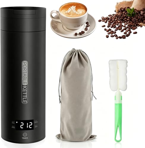Necomi Portable Electric Kettle for Travel 500ML Water Boiler Tea Kettle with 4 Variable Presets 316 Stainless Steel Auto Shut Off & Boil Dry Protection for Coffee Milk Tea