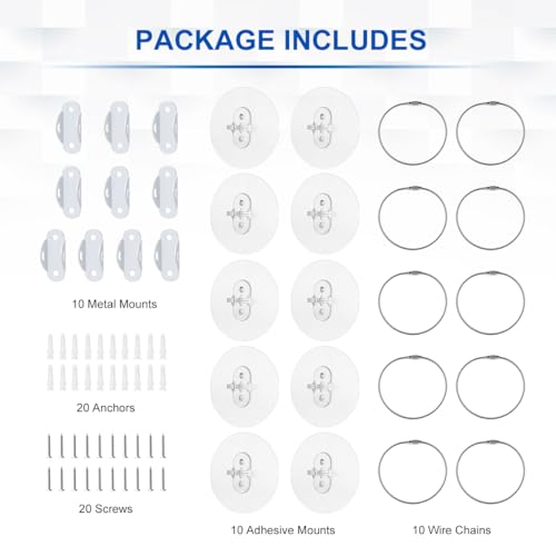 Adhesive Furniture Anchor, LANMU 20 Pack Anti Tip Furniture Wall Anchor 10 Pcs Metal Furniture Straps and 10 Pcs Adhesive No Drll Furniture Straps Prevent Falling for Child Safety