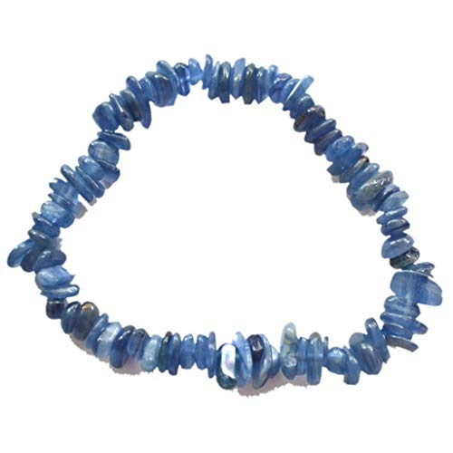 Kyanit Stein Stretcharmband | Disthen Splittersteine Armband für Damen und Herren | Edelstein Trommelsteine Power-Armband | Heilsteine Armband