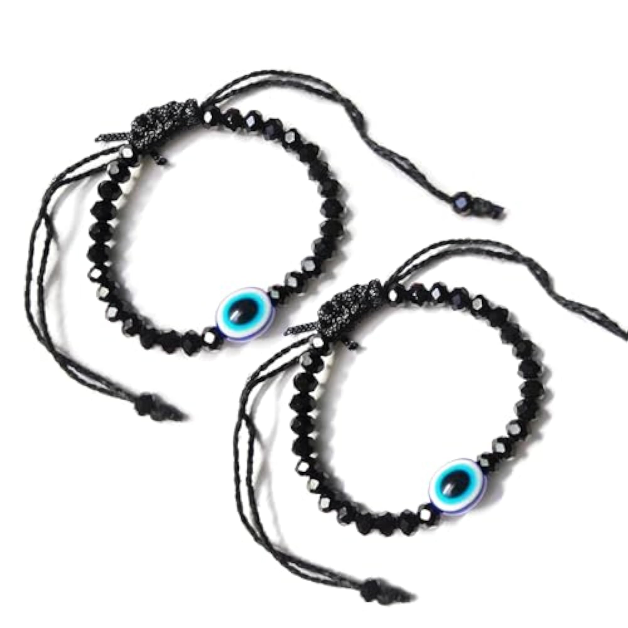 Evil Eye Protection Black Crystal Beaded Bracelet Set for Kids