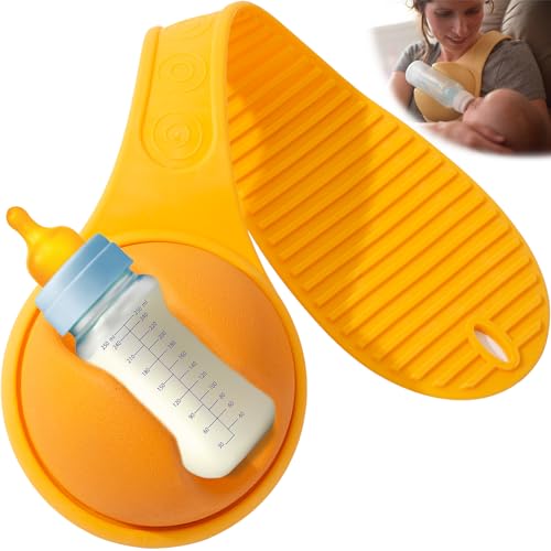 Image of Baby Bottle Holder Hands Free, Hands Free Bottle Holder for Dad Anti-Shedding and Anti-Slip Suitable for Most Bottle Sizes-Free Hand Bottle Holder (Orange)
