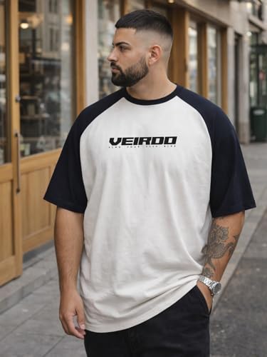 Image of Veirdo Men's 100% Pure Cotton Half Sleeve Plus Size Printed T-Shirt with Raglan Sleeve Stylish Comfortable & Durable Tees (Sizes: 2XL to 5XL)