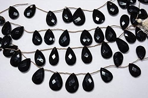 Perles onyx noir facettées en poire pour réparer et monter vos colliers