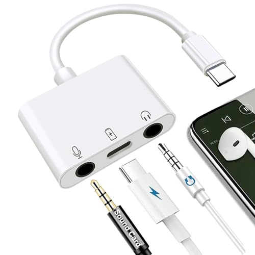 USB C to Microphone Adapter for Live-Streaming Type C to Microphone & 3.5mm Headphone Adapter with...