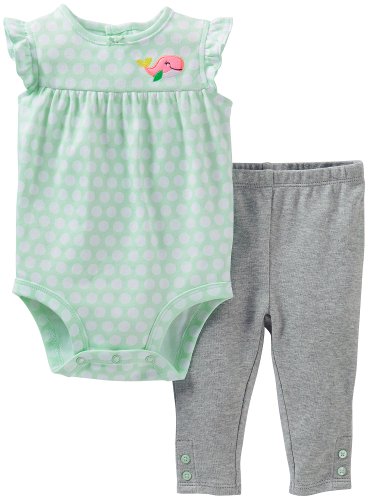Carters Baby Whale Bodysuit & Legging Set Grey/green 3 Mo