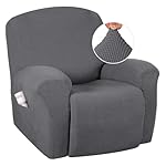 H.VERSAILTEX Super Stretch Recliner Couch Covers Chair Cover Form Fitted Non Slip Reclining Slipcovers for Standard Large Recliner, Soft Thick (1 Pack, Grey)