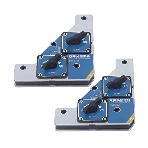 90° Magnetic Welding Fixture, 2Pcs Dual Switch Welding Holder 50KG Strong Magnetism Positioning Welding Fixture for Steel