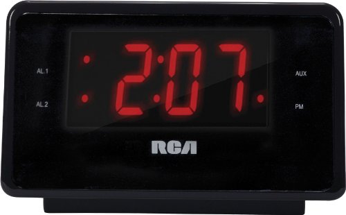RCA Dual Alarm Clock iPod Charging Station with Digital FM Radio Tuner, Large LED Display, Flexible 30-pin iPod Docking Connector, Sleep Timer, Two Speaker Stereo Sound and a Built-In 3.5mm Auxiliary